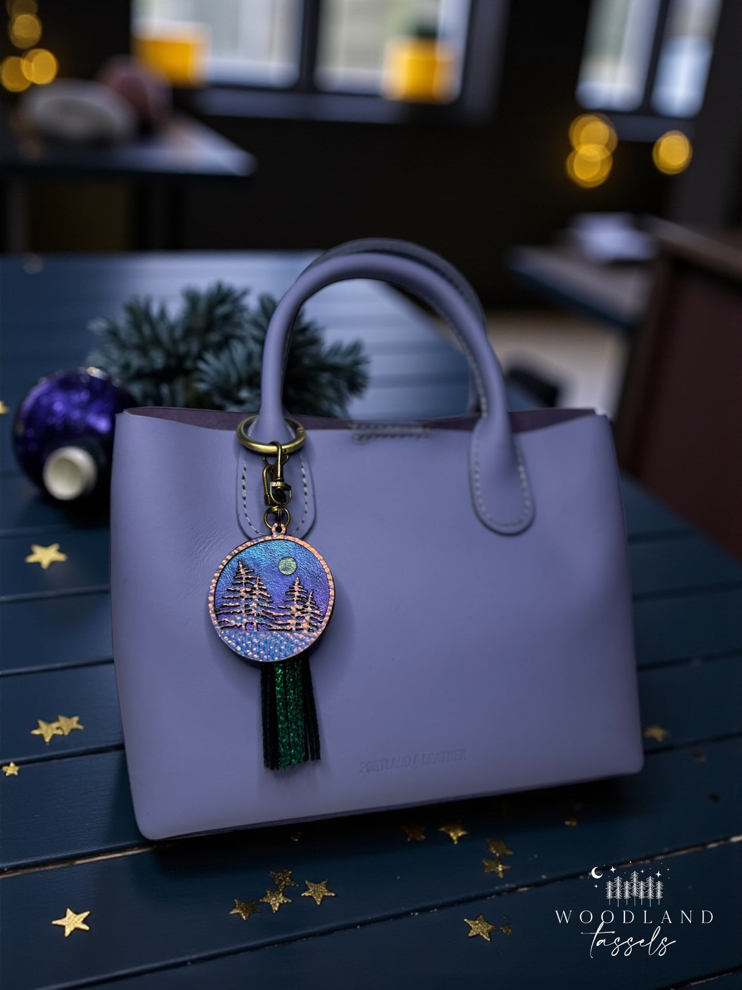 Forest Leather Purse Charm