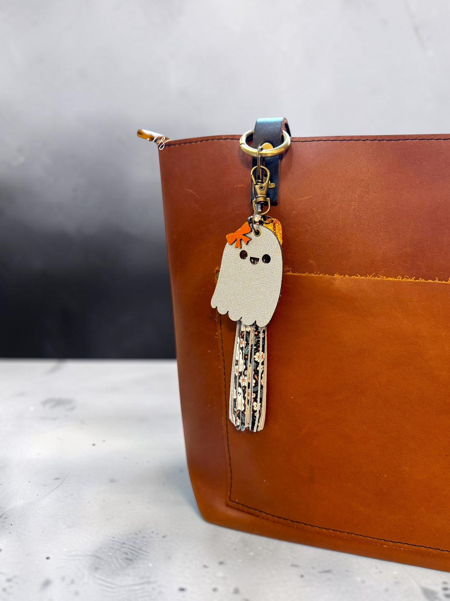 Happy Ghostie Leather Bag Charms