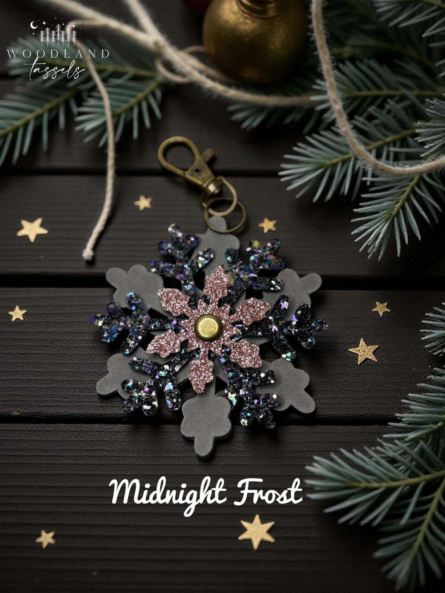 Snowflake Leather Purse Charm