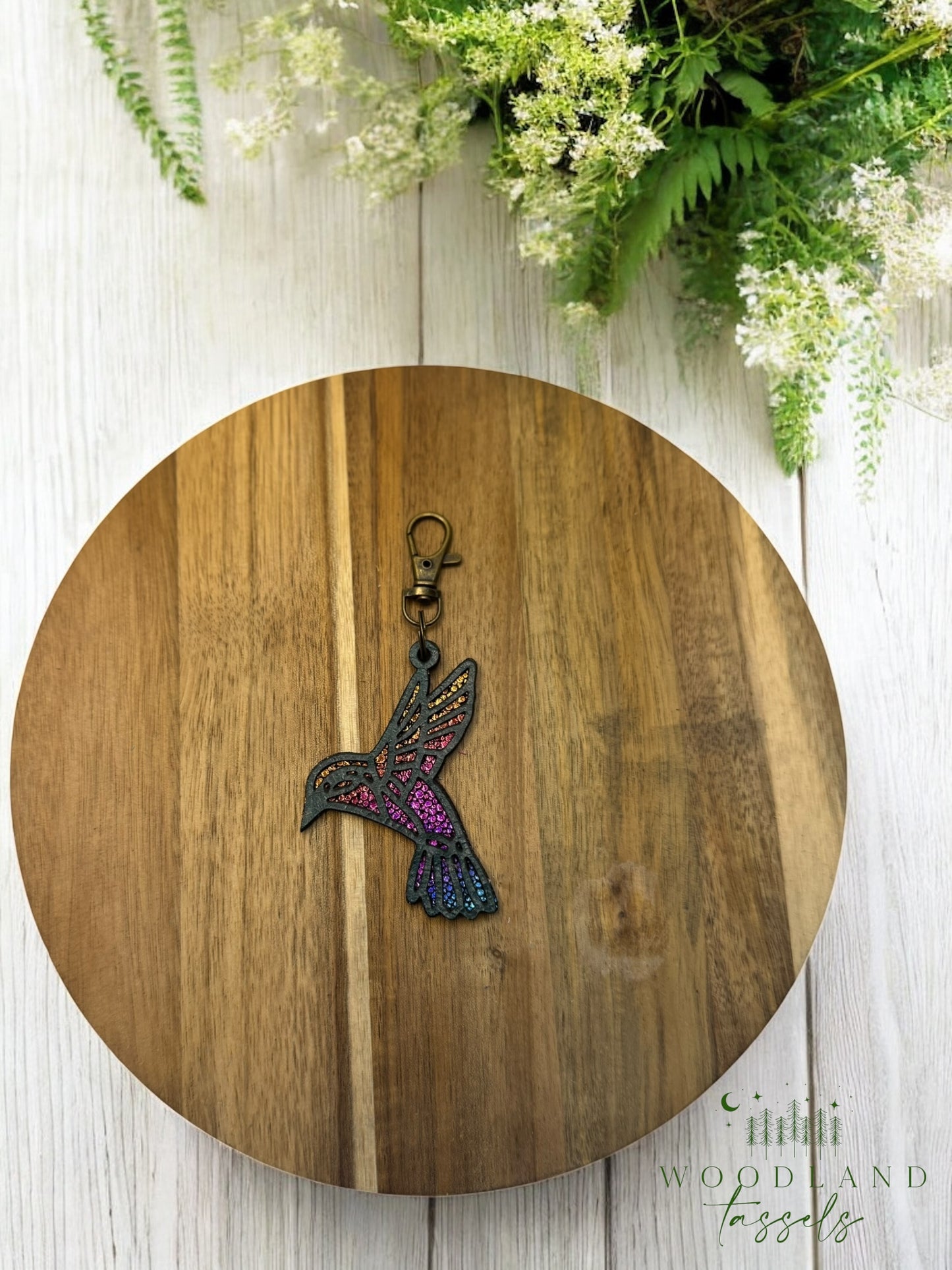 Hummingbird Leather Purse Charm