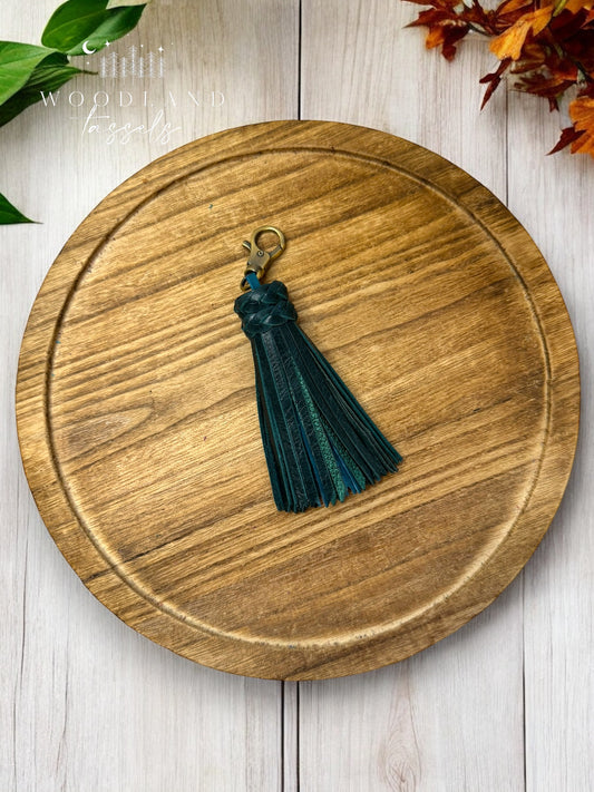 Dark Teal Leather Tassel