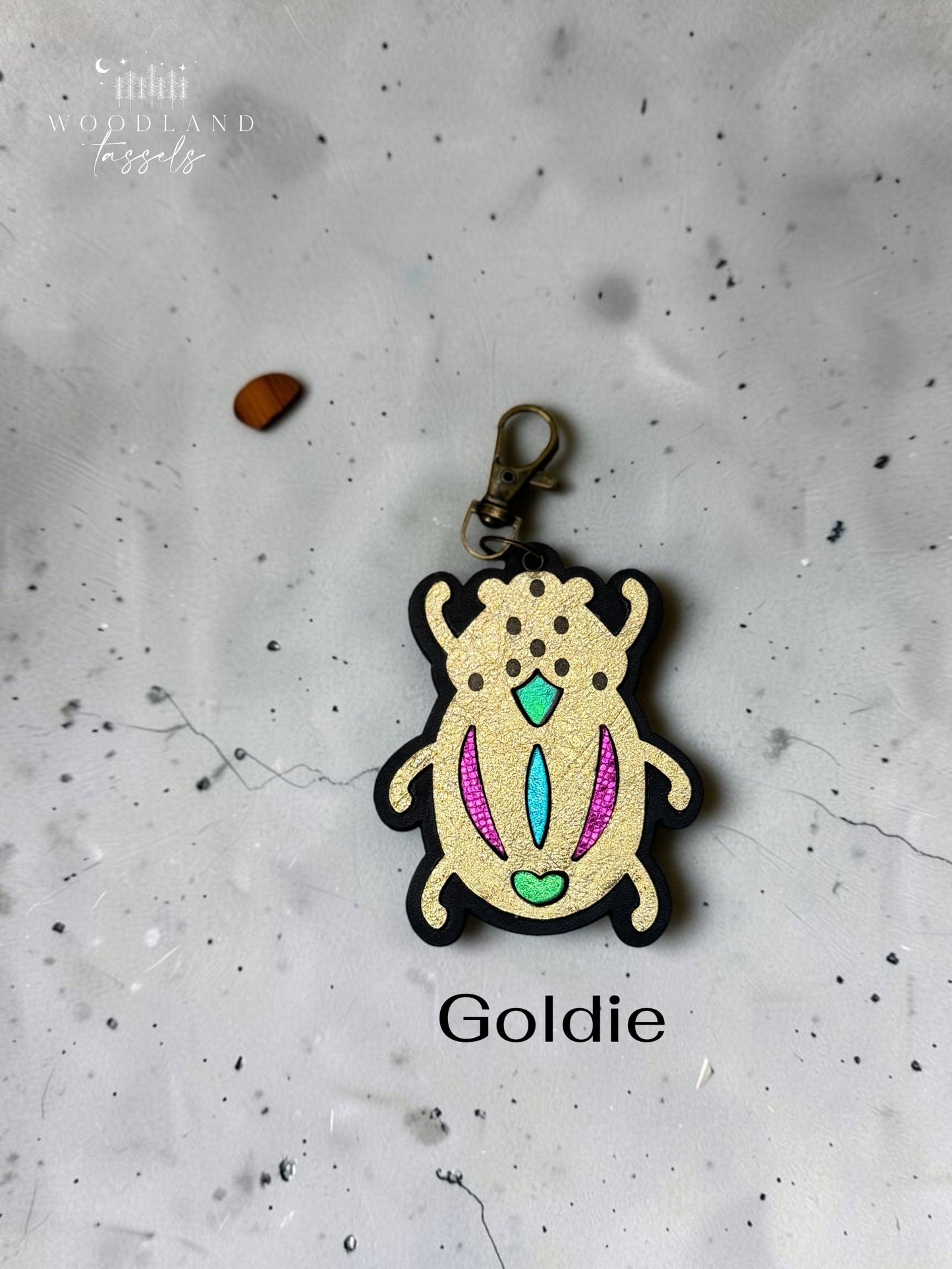 Beetle Leather Bag Charm