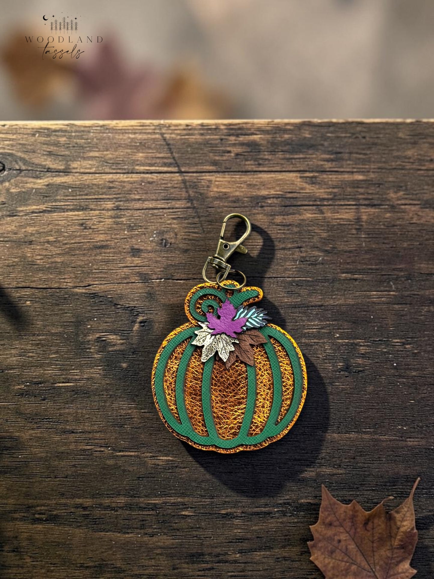 Autumn Pumpkin Leather Bag Charm