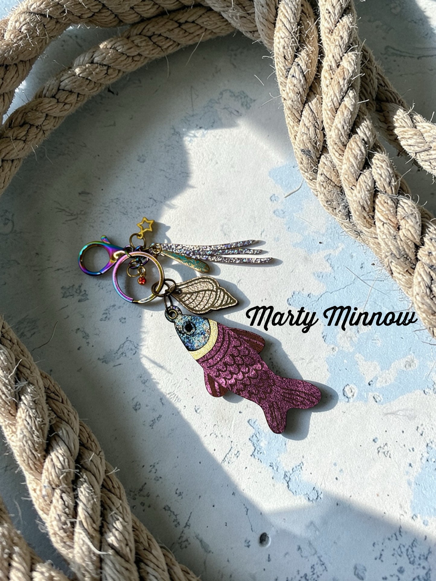 Fancy Fish Leather Bag Charm