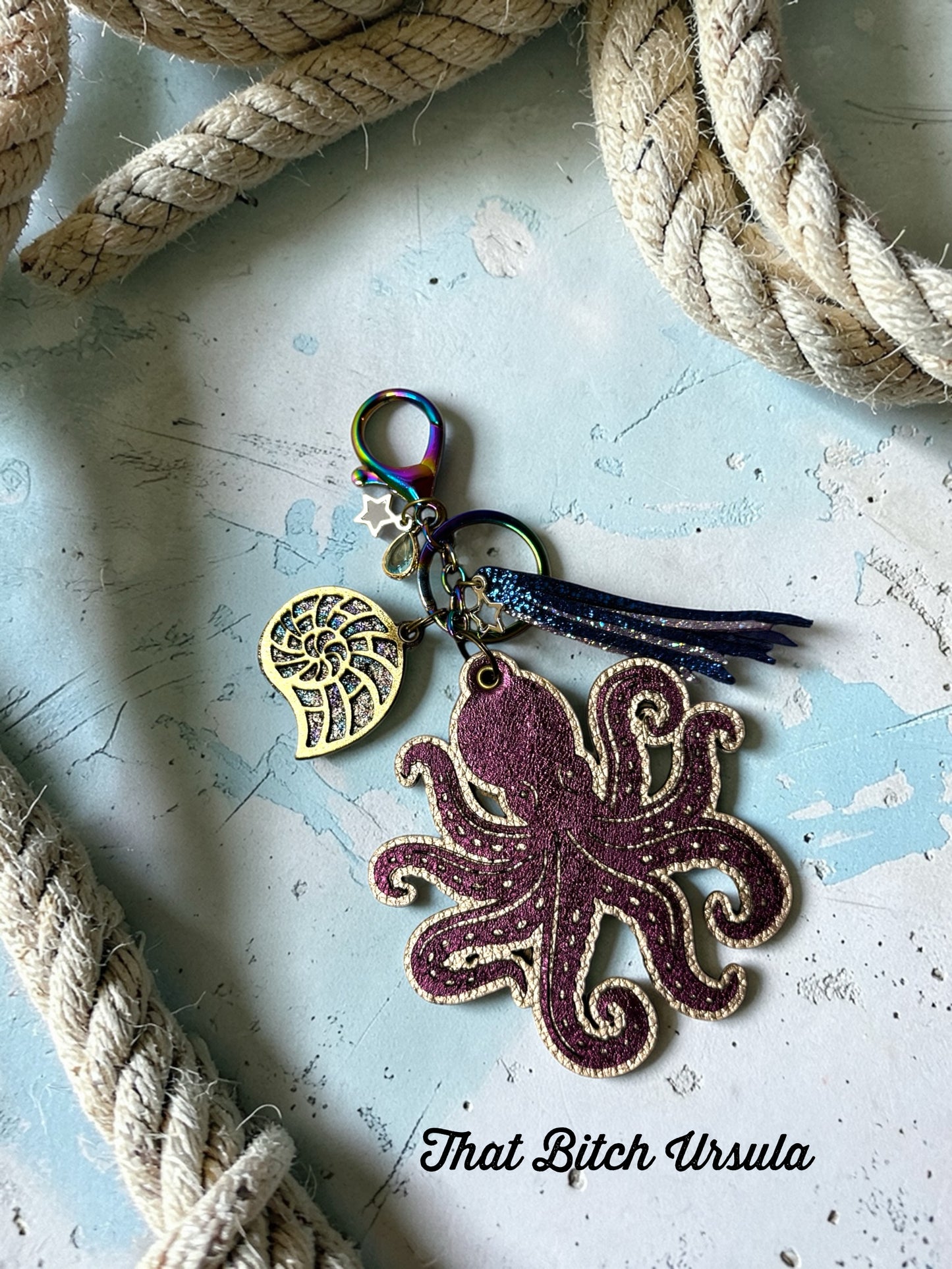 Octopus Leather Bag Charm
