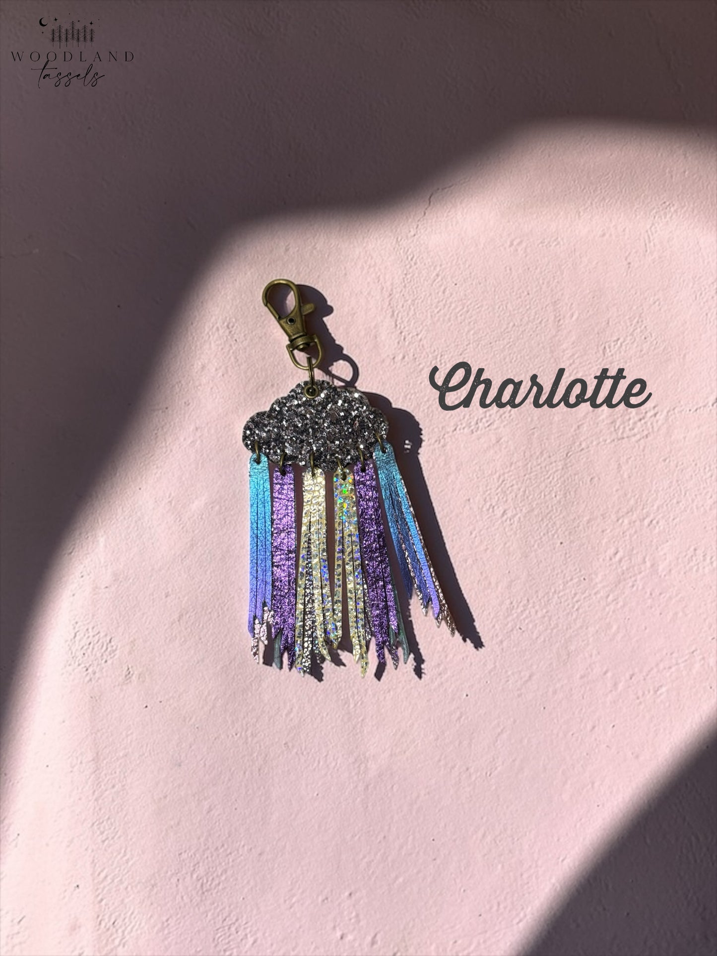 Cloudburst Rainstorm Leather Purse Charm