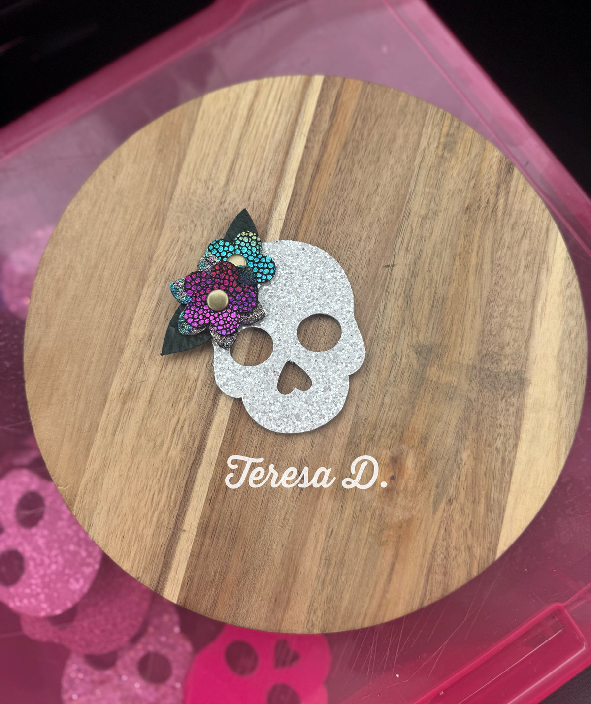 Leather Sugar Skull Bag Charm - Customize and Personalize!