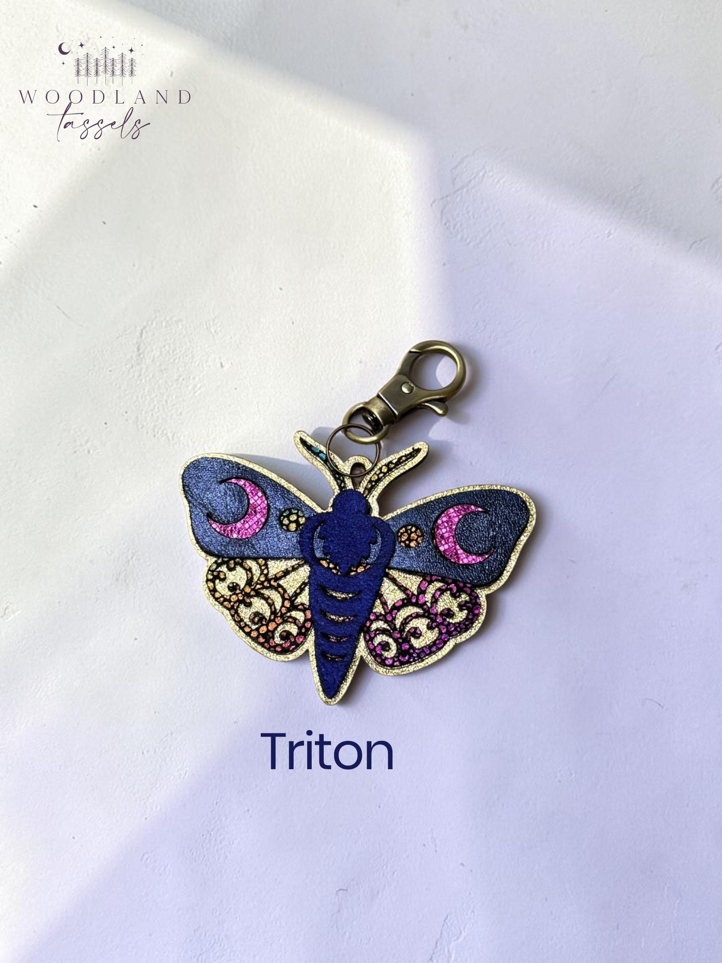 Luna Moth Leather Bag Charm
