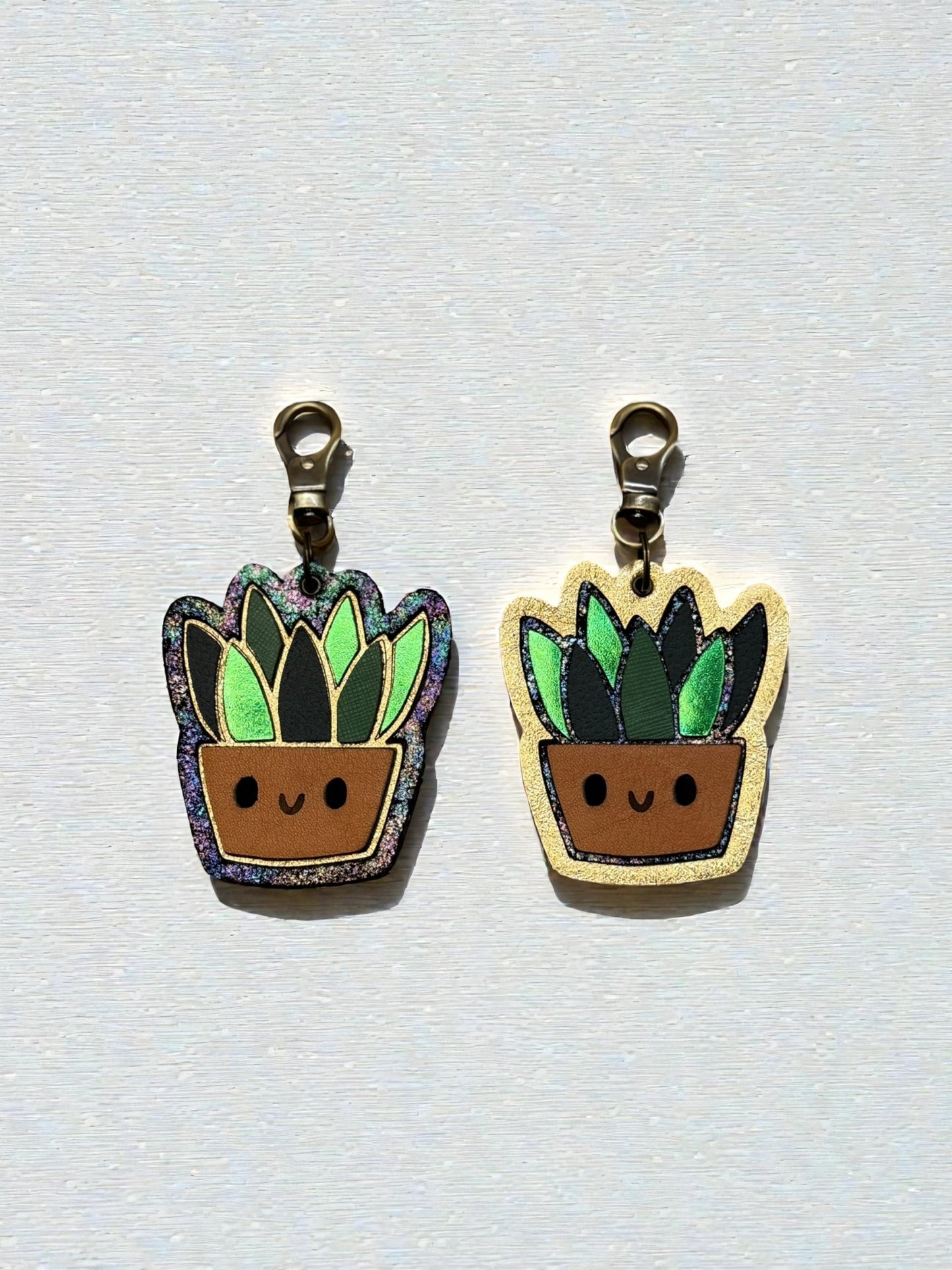 Happy Plants Leather Bag Charm