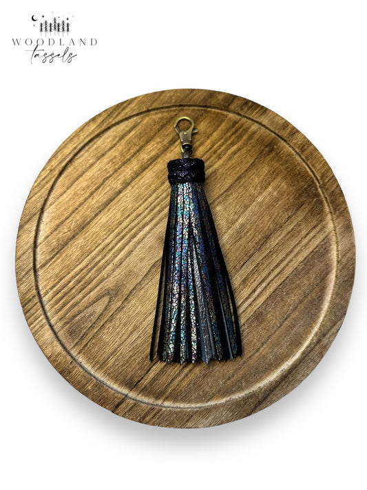 Black Opal Leather Tassel