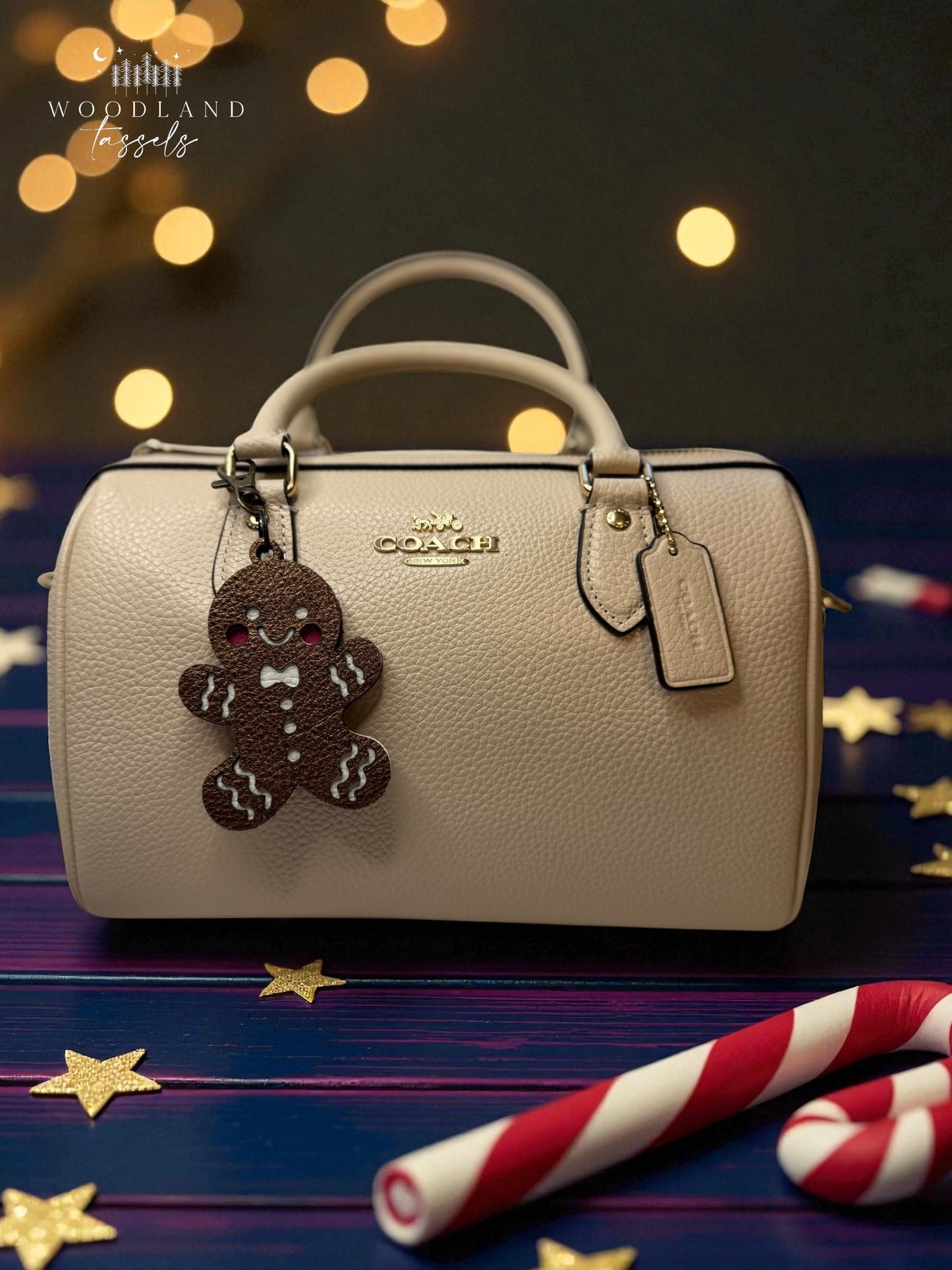 Gingerbread Leather Purse Charm