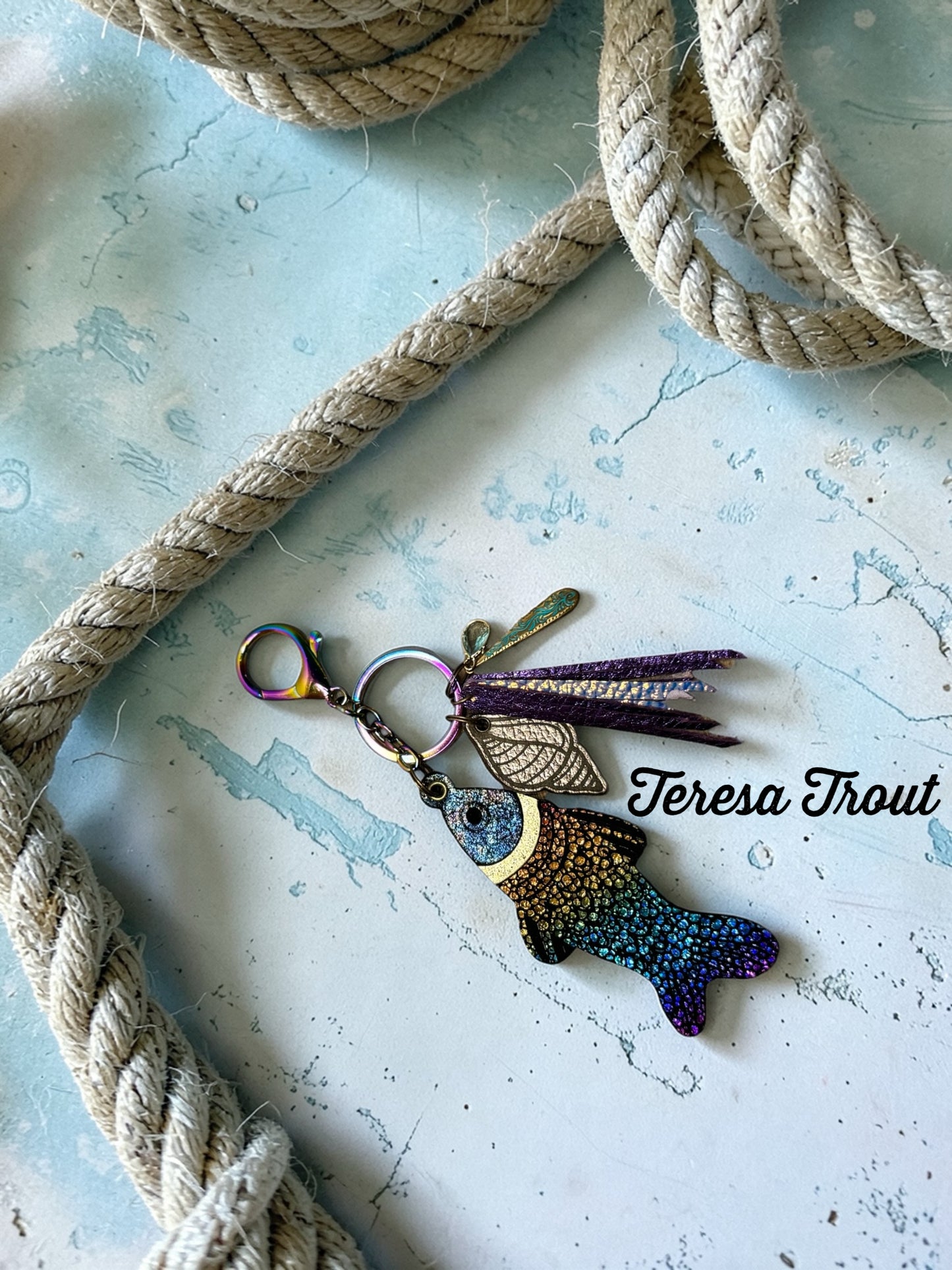 Fancy Fish Leather Bag Charm