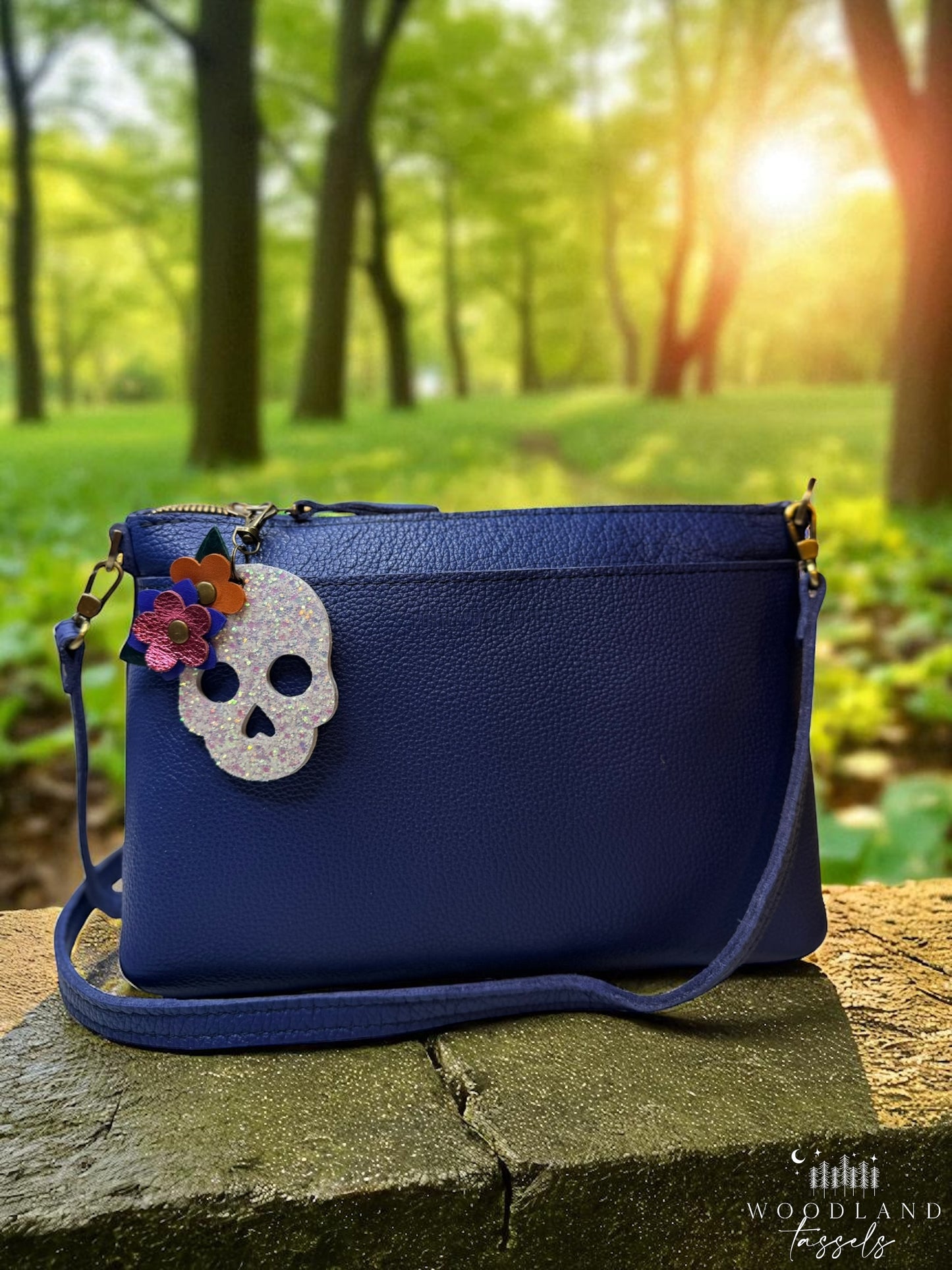 Sugar Skull Leather Purse Charms
