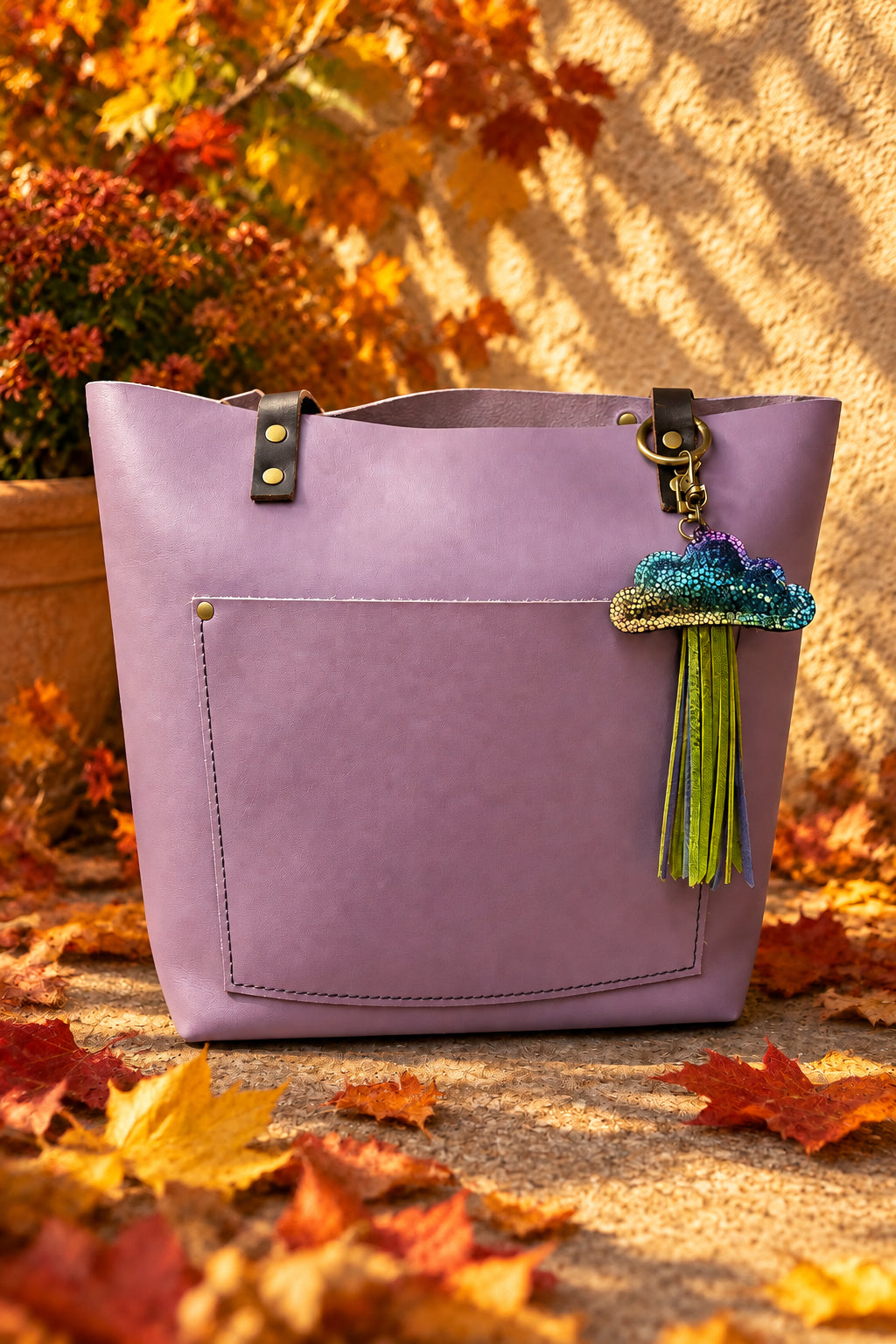 Leather Bag Charm – Handmade Cloudburst Purse Charm
