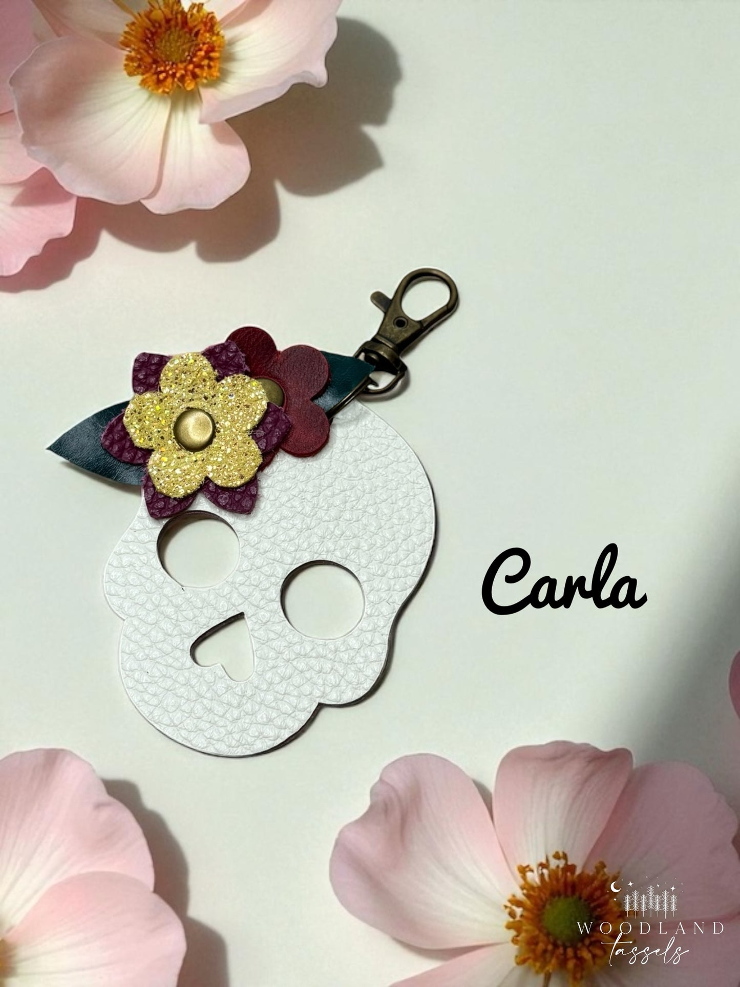 Sugar Skull Leather Purse Charms