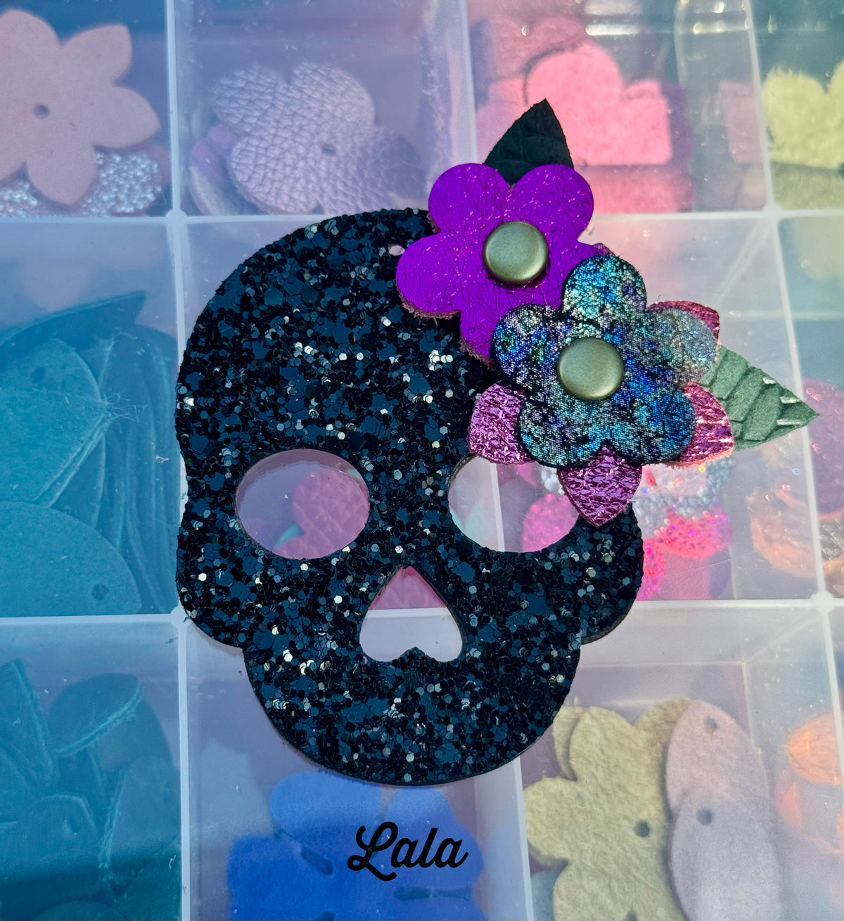 Leather Sugar Skull Bag Charm - Customize and Personalize!
