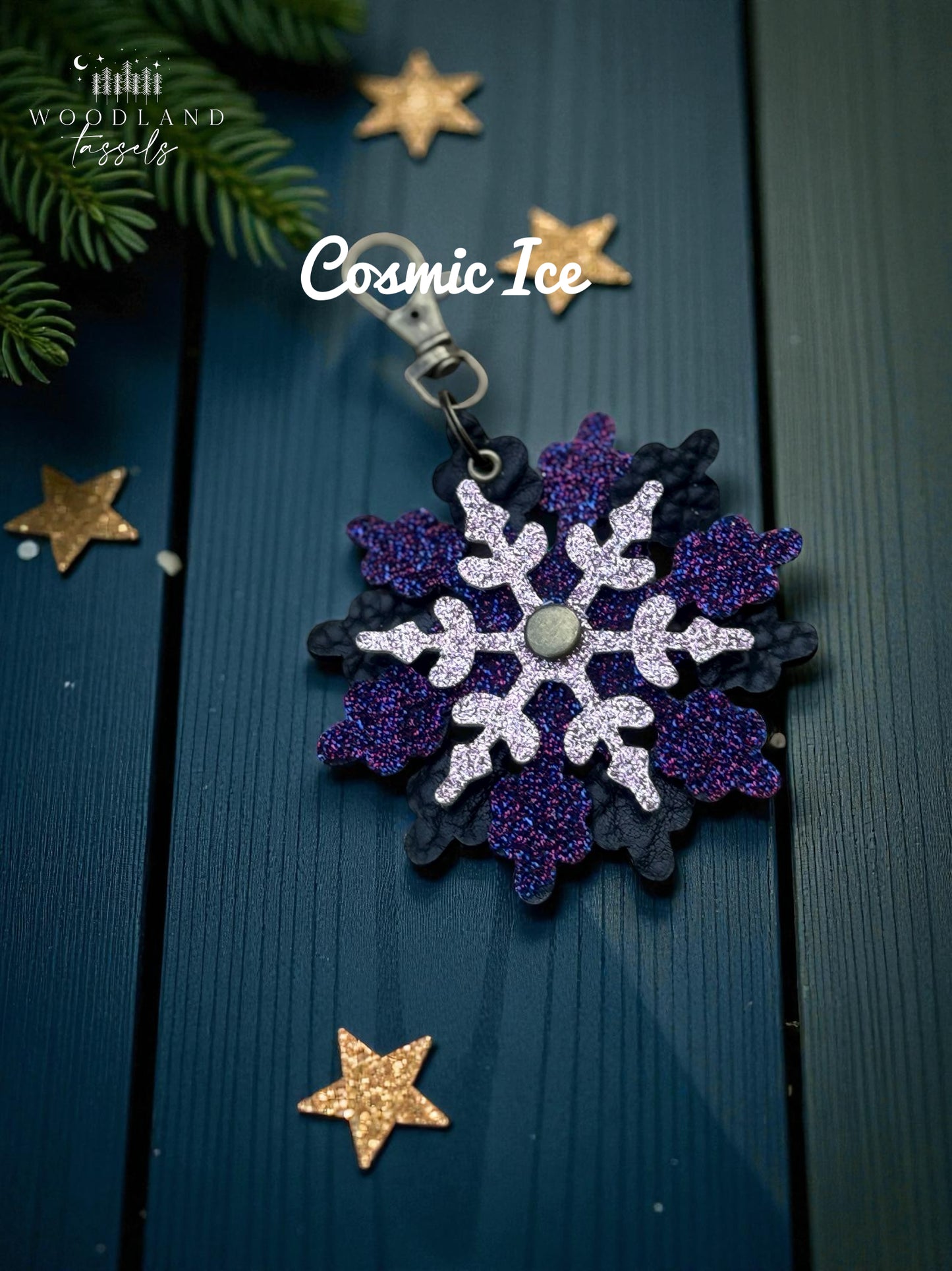 Snowflake Leather Purse Charm