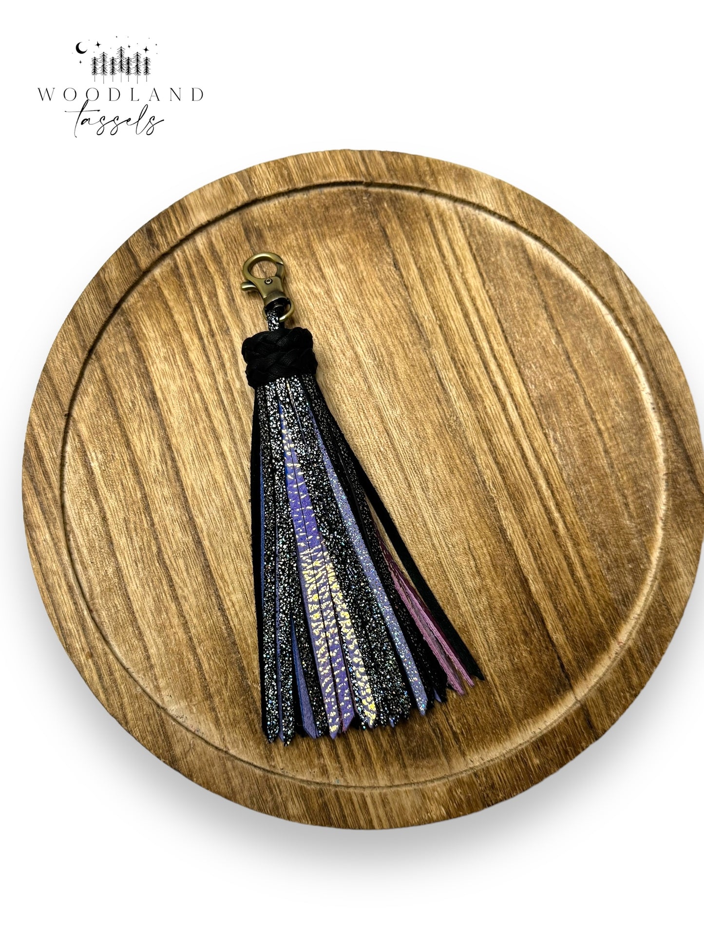 Black Pearl Leather Tassel