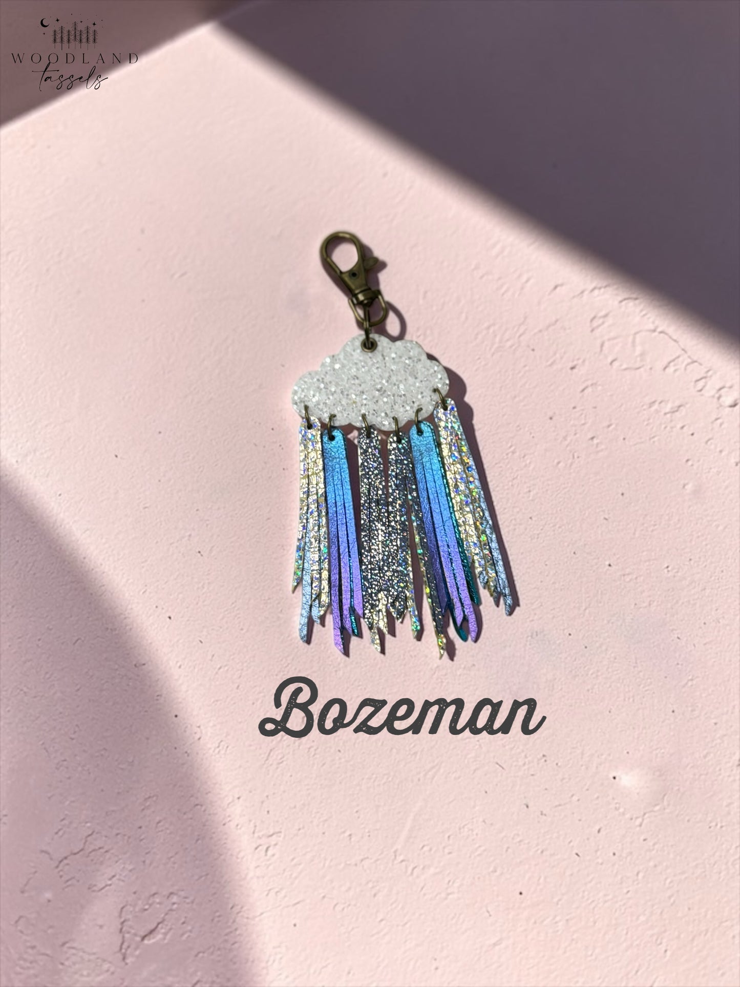 Cloudburst Rainstorm Leather Purse Charm