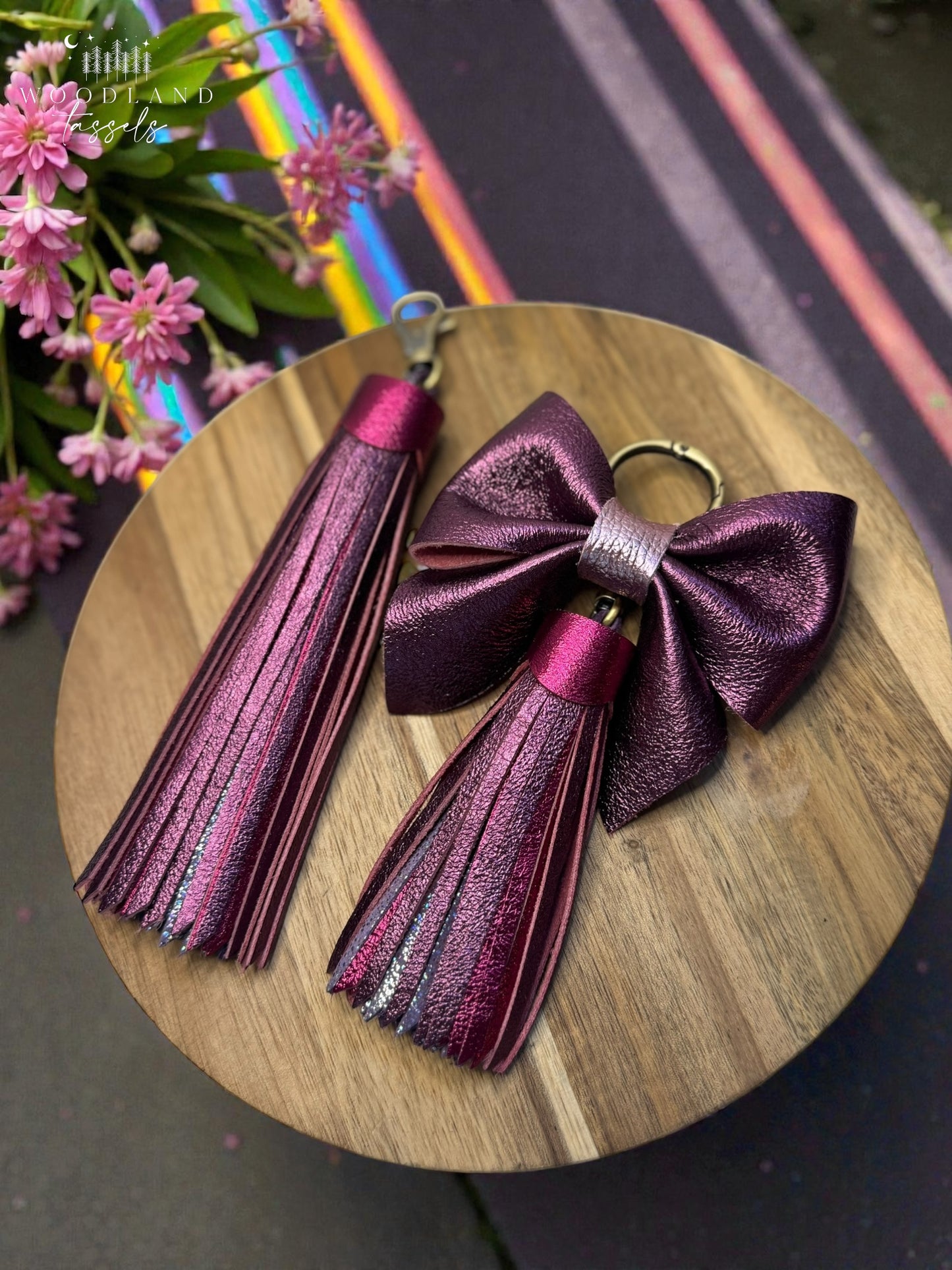 Ultra Violetta Collection-Leather Purse Bow and Tassels
