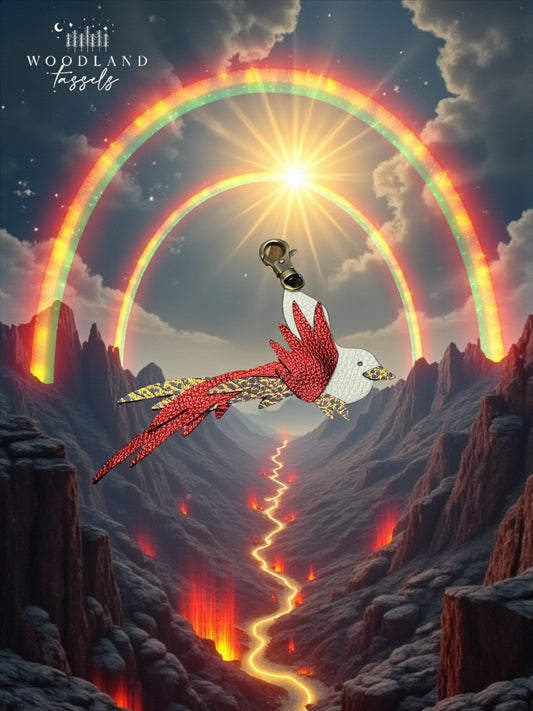 Phoenix Rising Leather Purse Charm