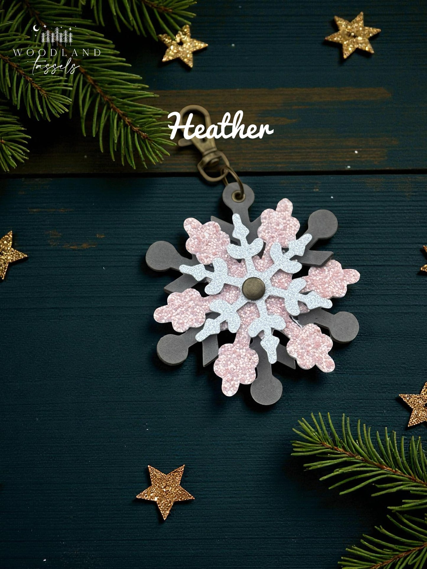 Snowflake Leather Purse Charm