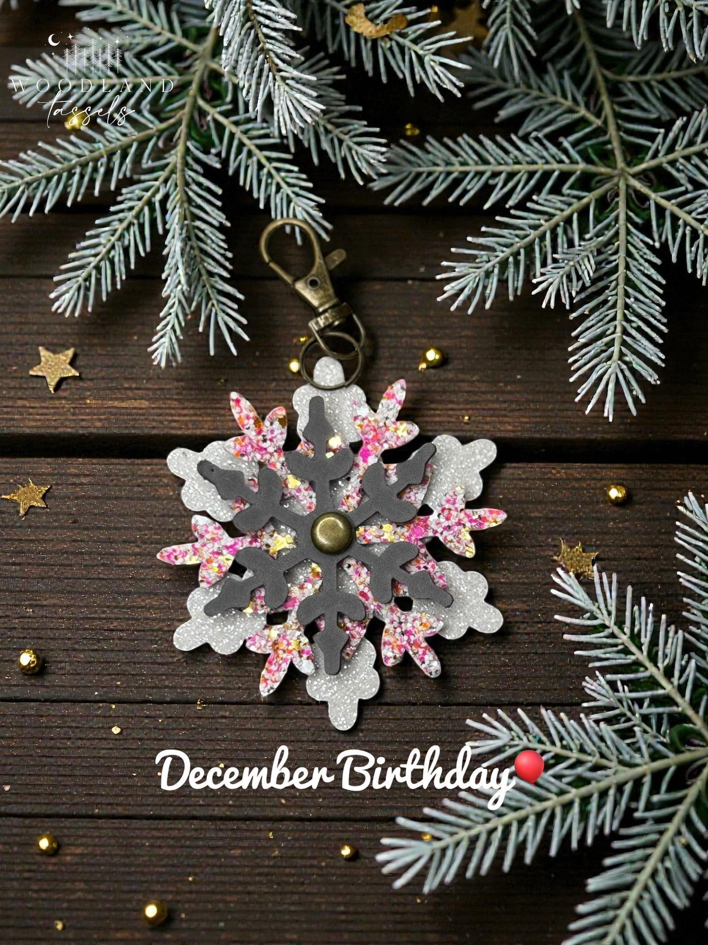 Snowflake Leather Purse Charm