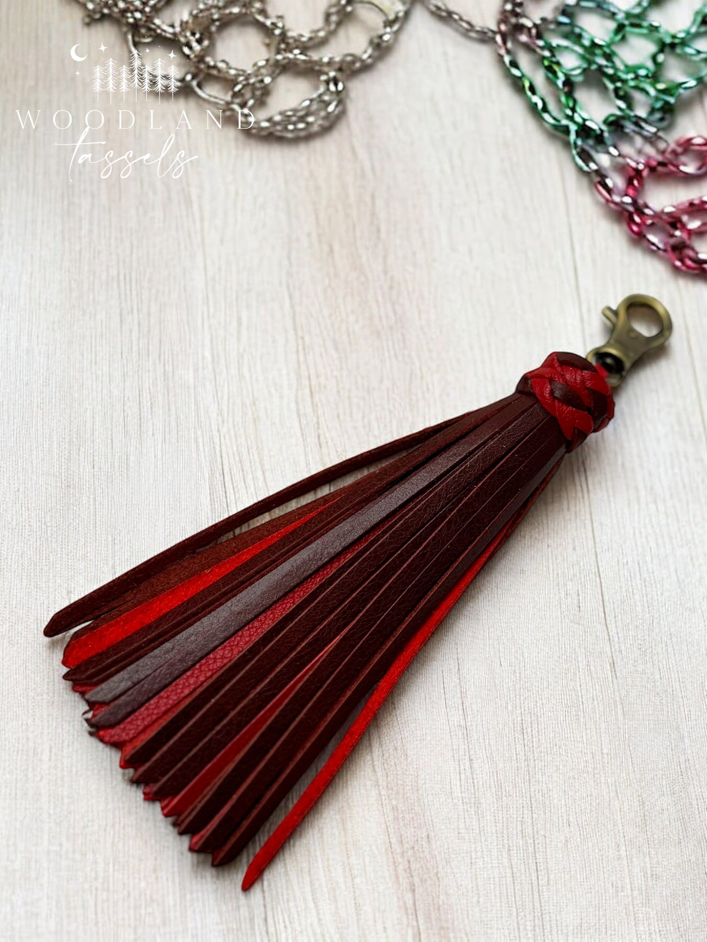 Maroon and Crimson Leather Tassel