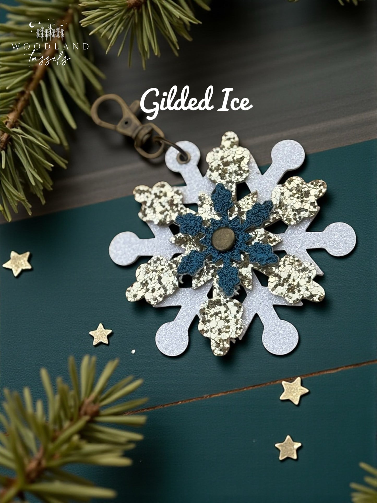 Snowflake Leather Purse Charm