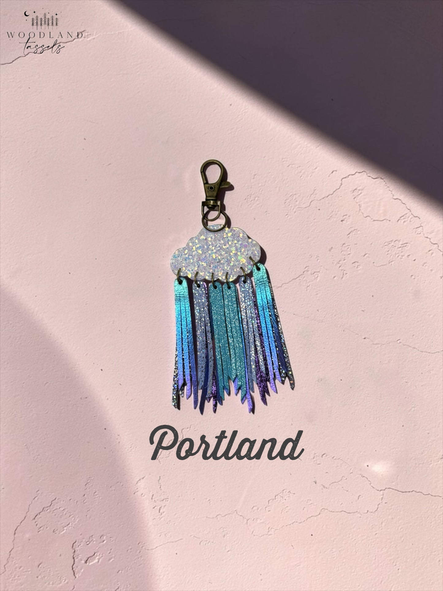 Cloudburst Rainstorm Leather Purse Charm