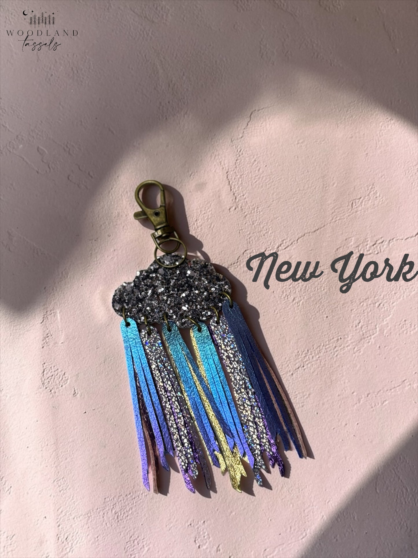 Cloudburst Rainstorm Leather Purse Charm