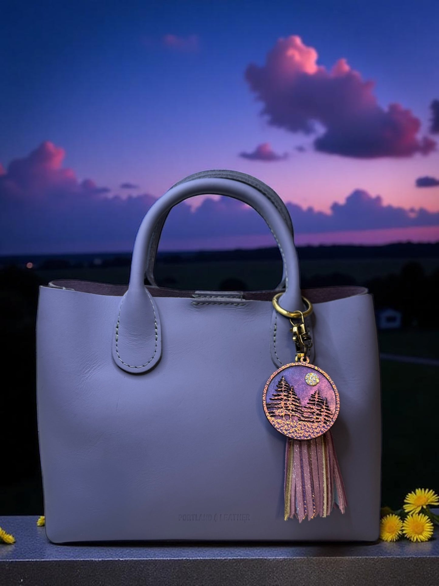 Landscape Leather Purse Charm