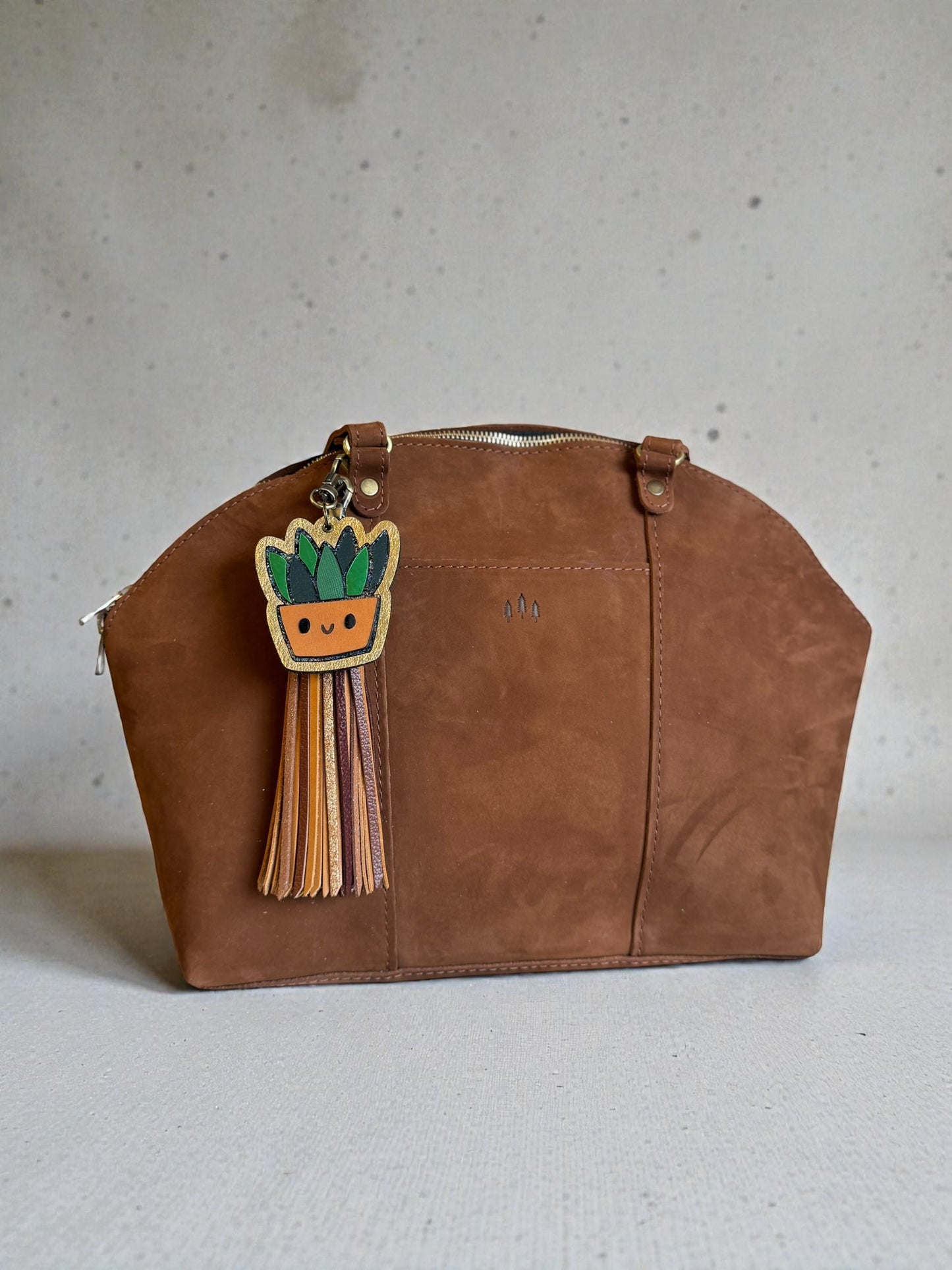 Happy Plants Leather Bag Charm