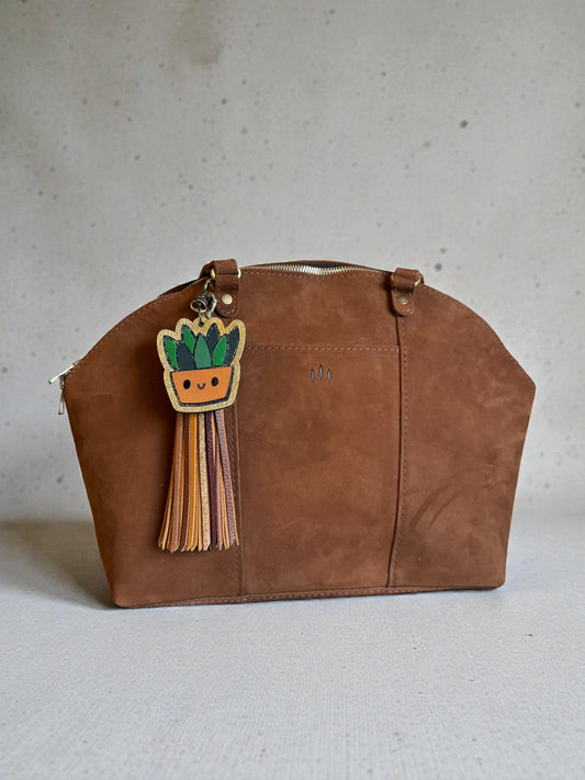 Happy Plants Leather Bag Charm