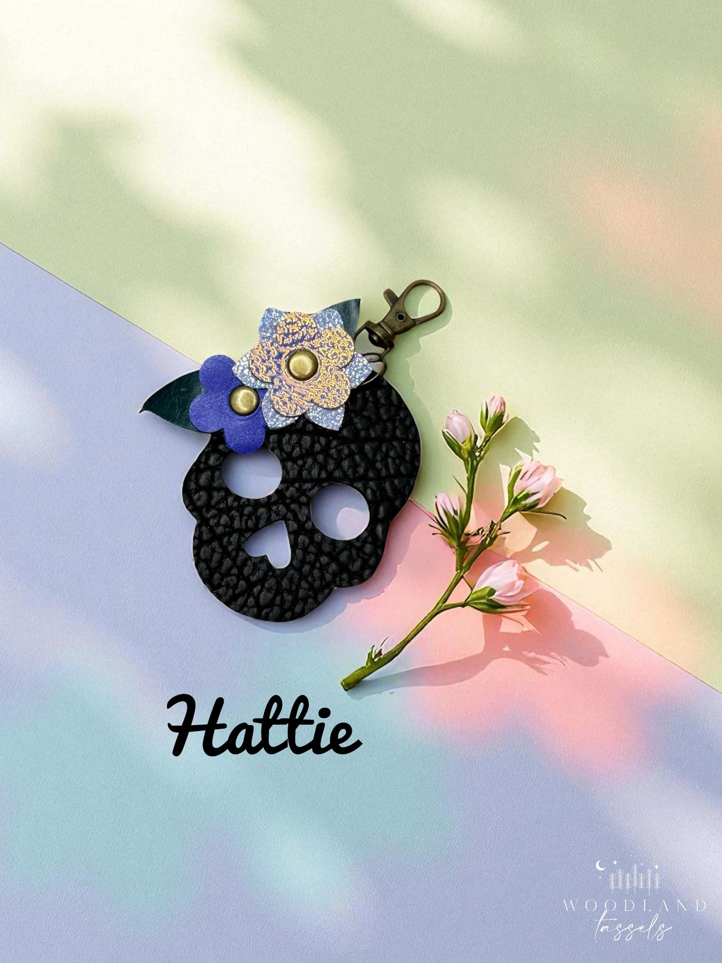 Sugar Skull Leather Purse Charms
