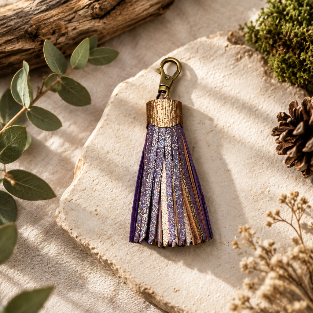 Lavender Mist Leather Tassel | Bag Charm