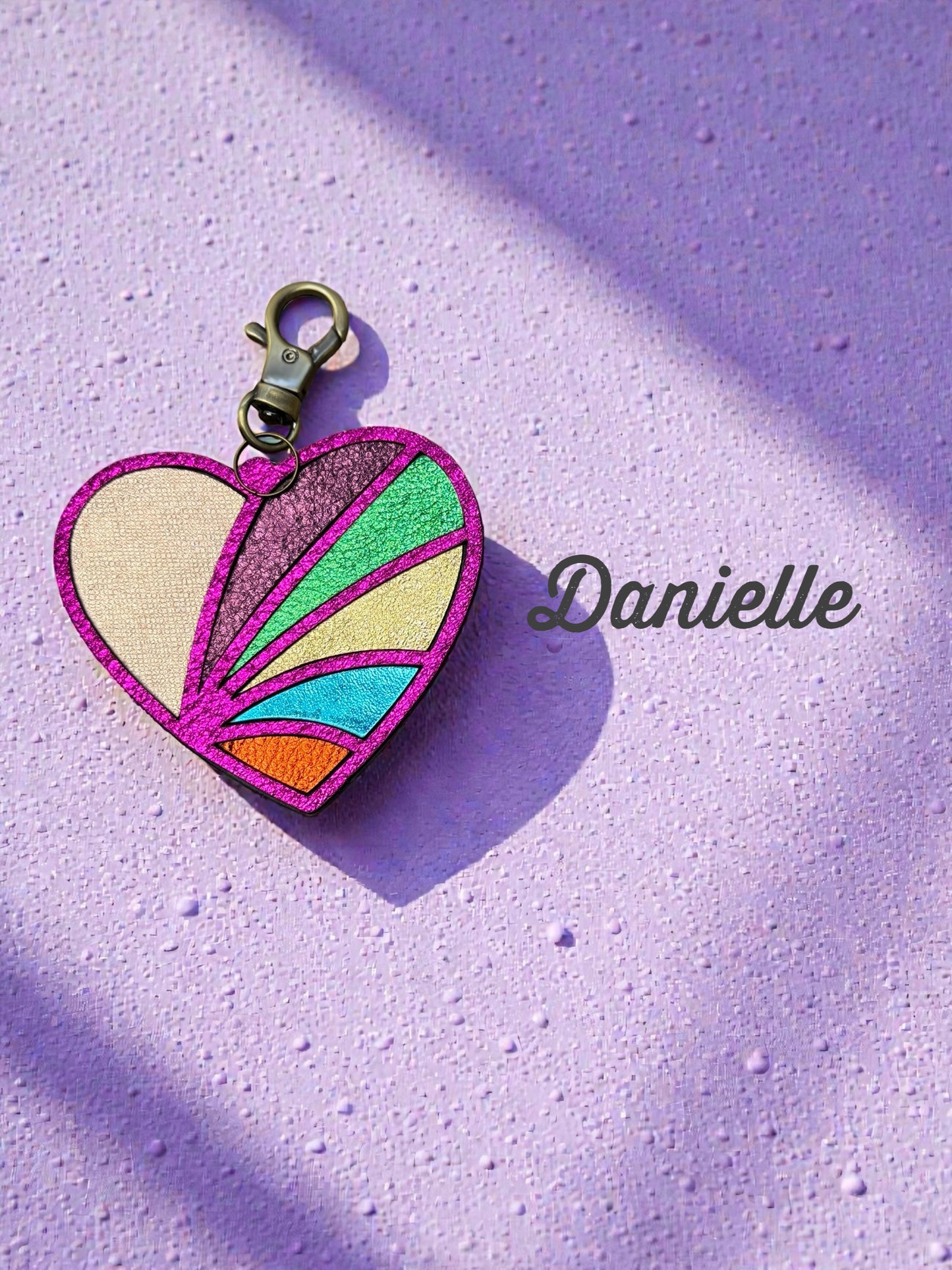 Mosaic Heart Leather Bag Charms