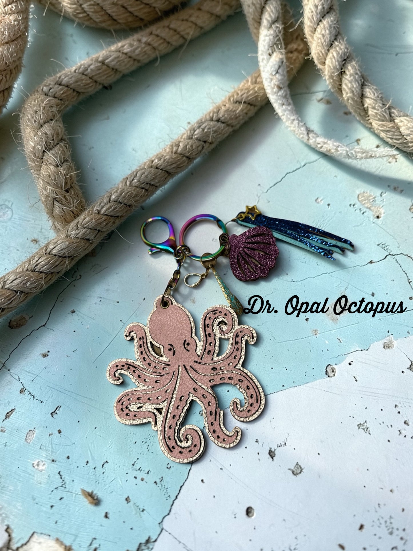Octopus Leather Bag Charm