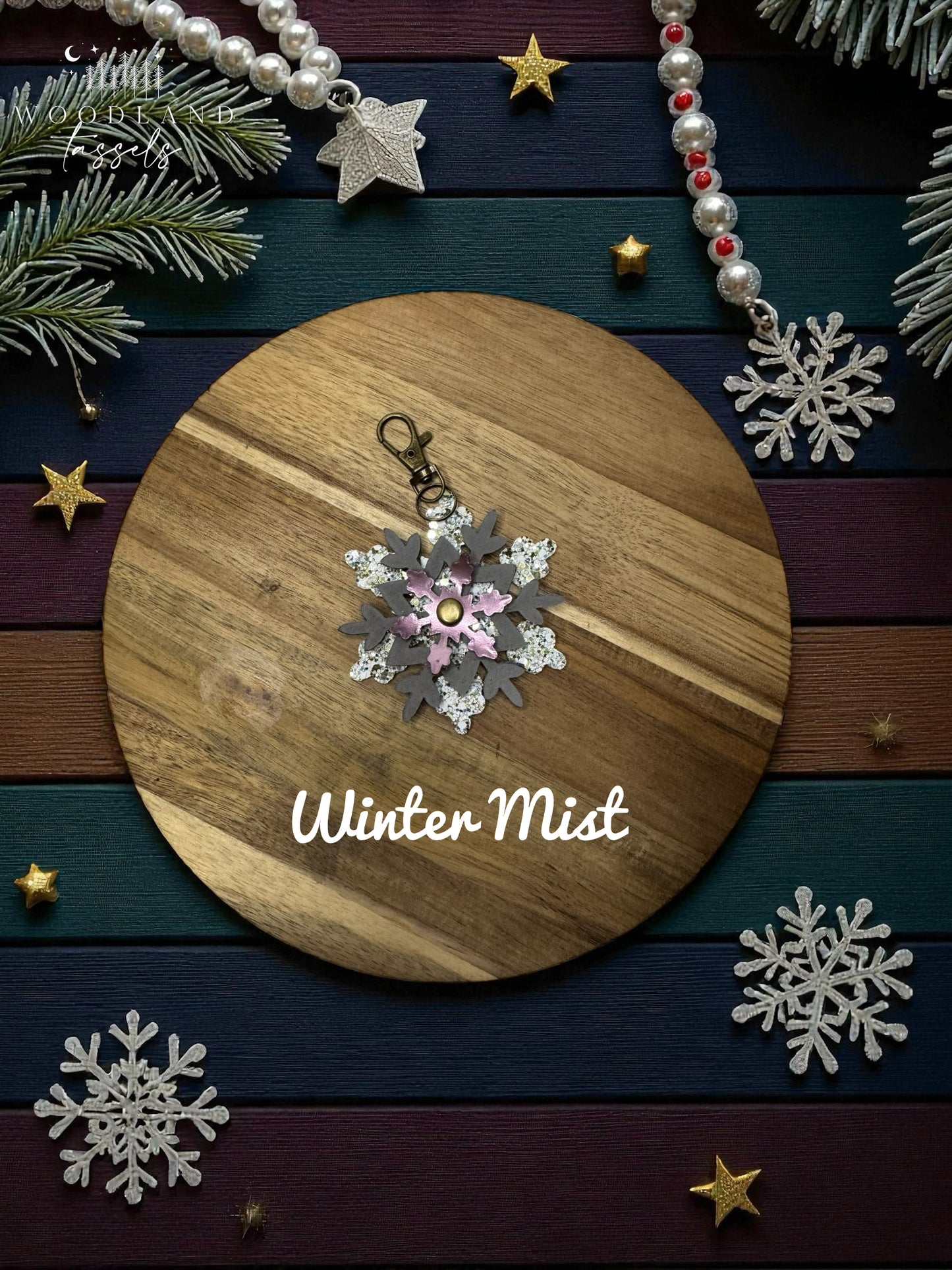 Snowflake Leather Purse Charm