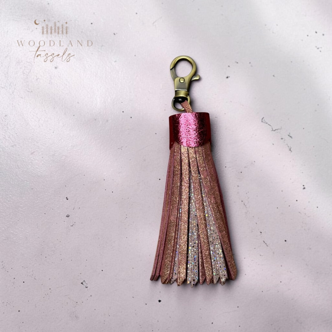 Golden Blush Leather Tassel | Bag Charm