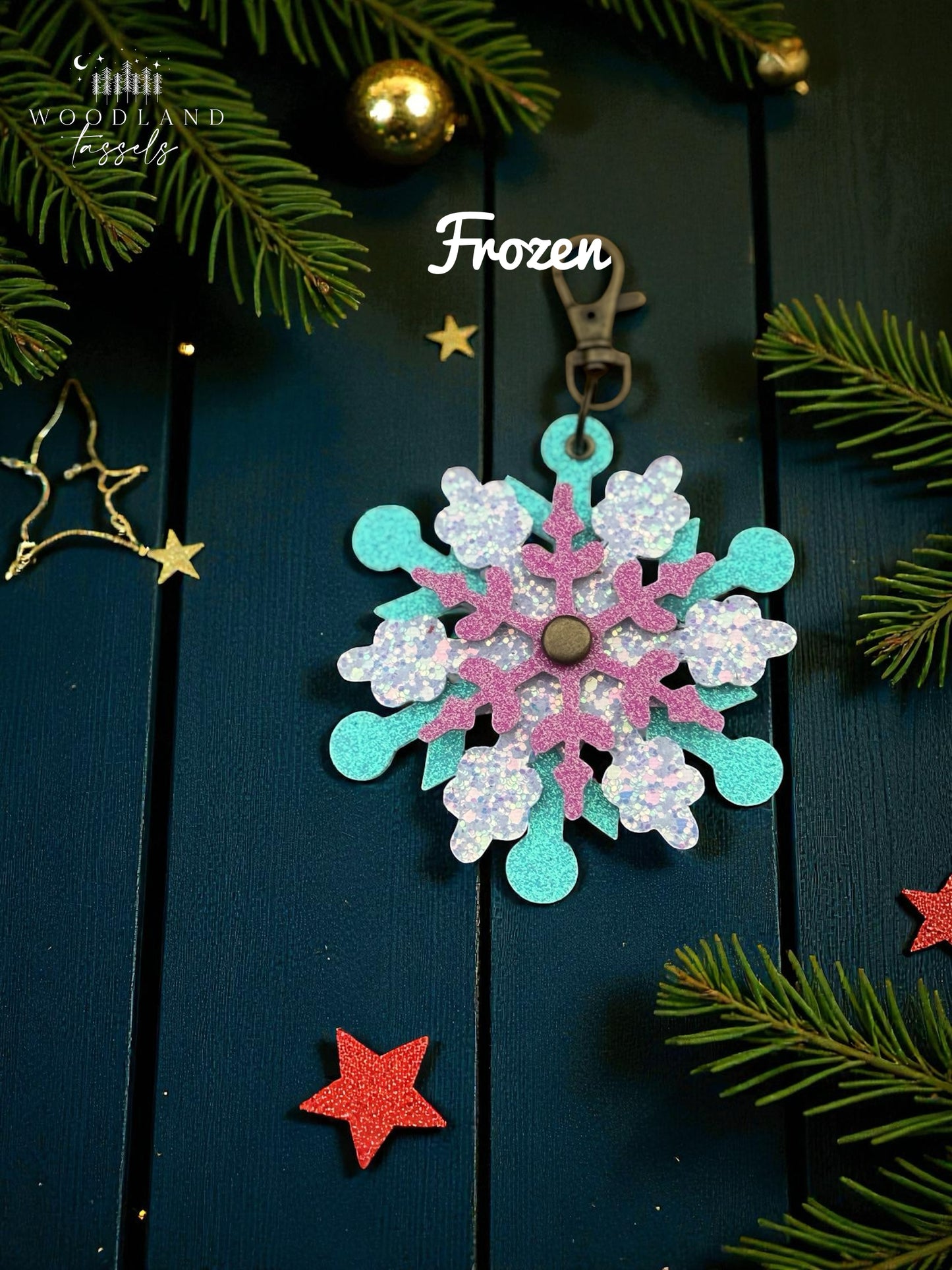 Snowflake Leather Purse Charm