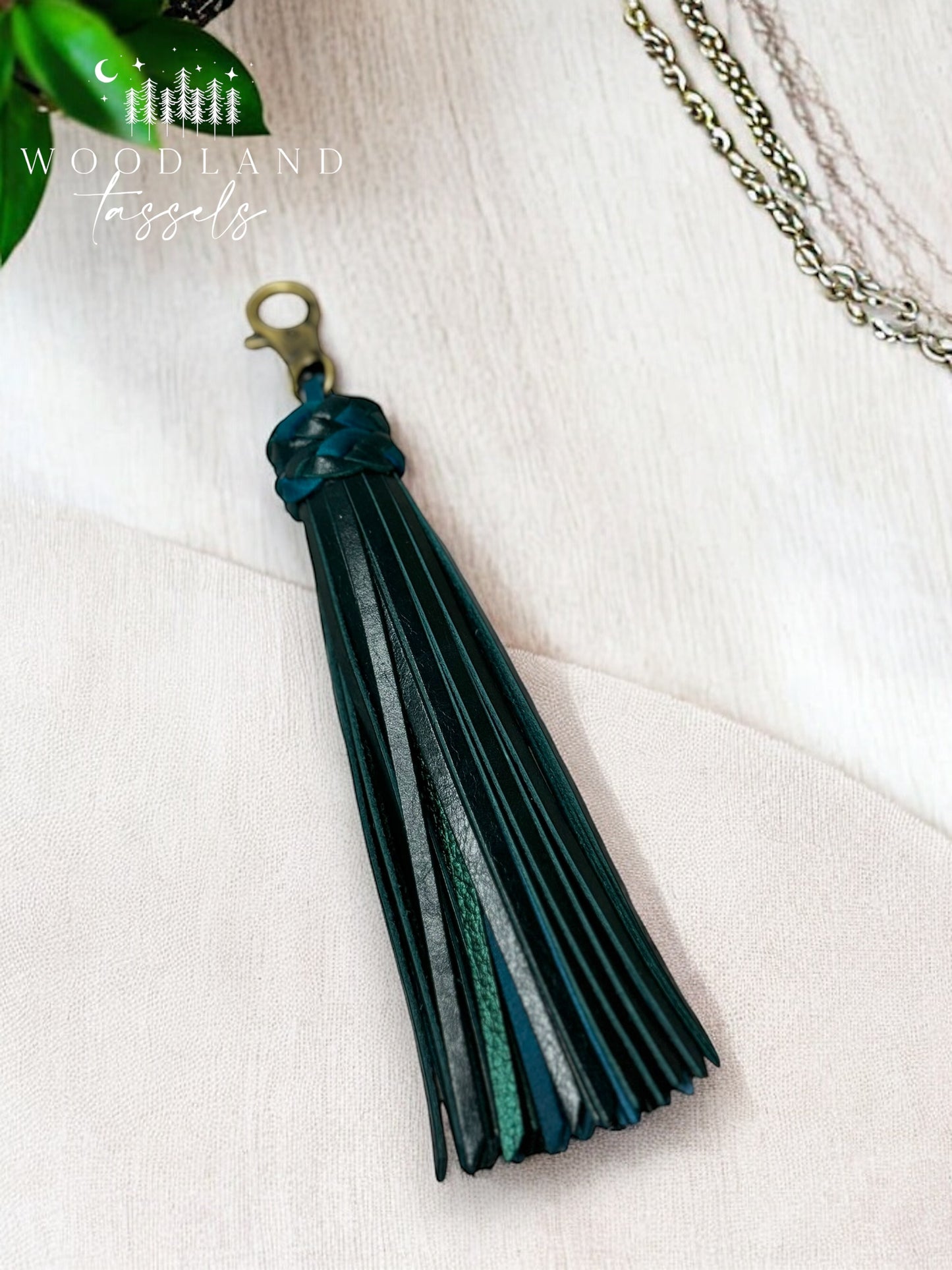 Dark Teal Leather Tassel