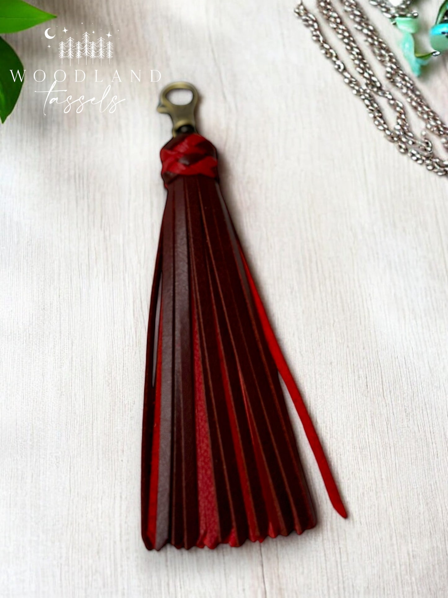 Maroon and Crimson Leather Tassel