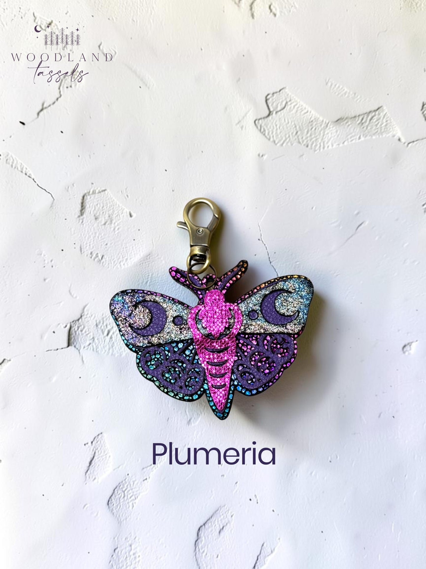 Luna Moth Leather Bag Charm
