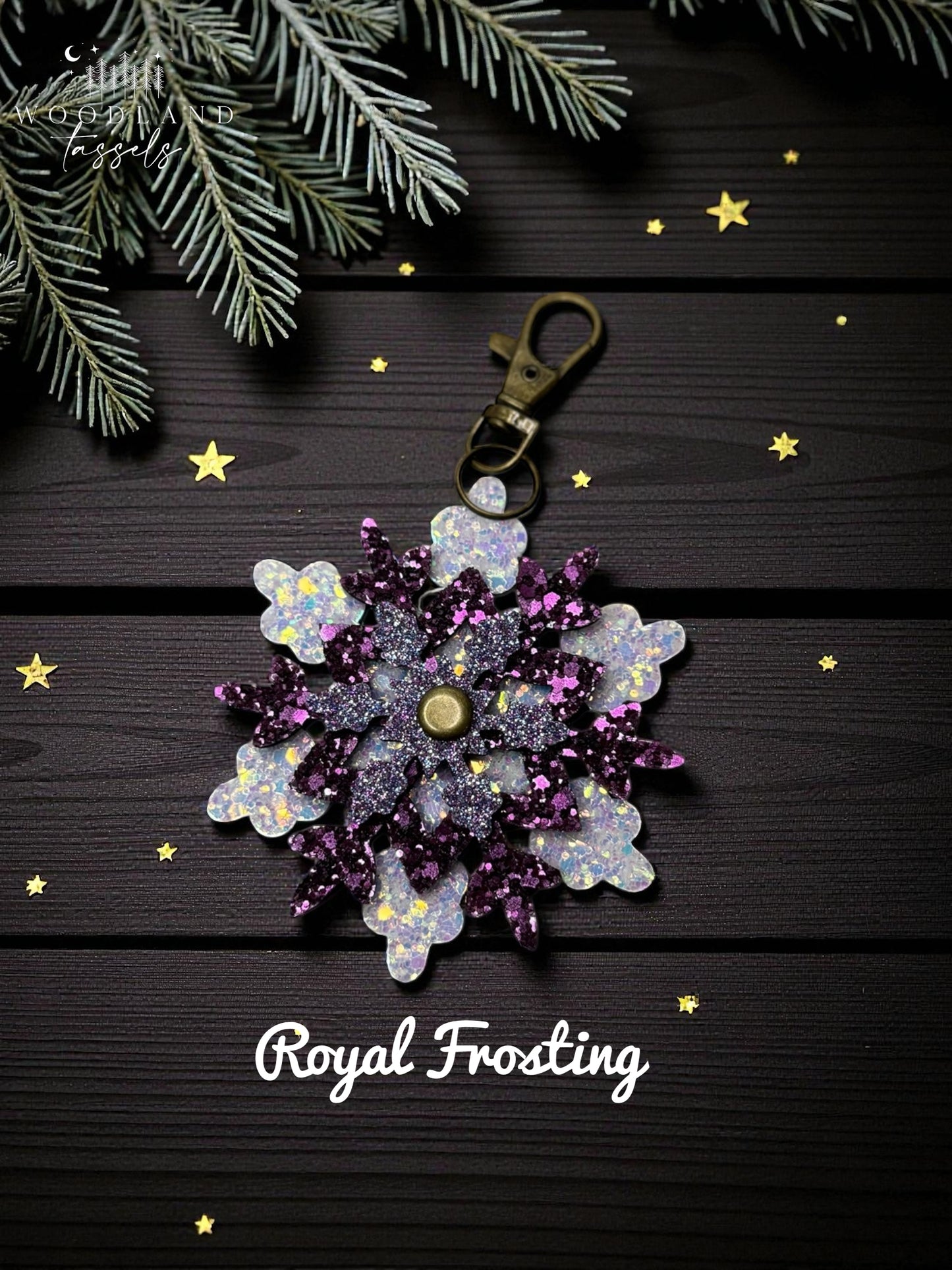 Snowflake Leather Purse Charm