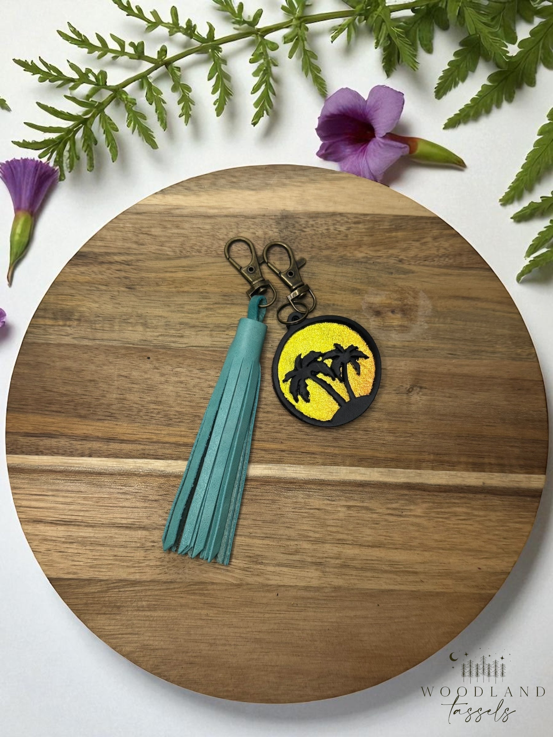 Palm Tree Leather Purse Charm and Tassel Sets✨ – Woodland Tassels