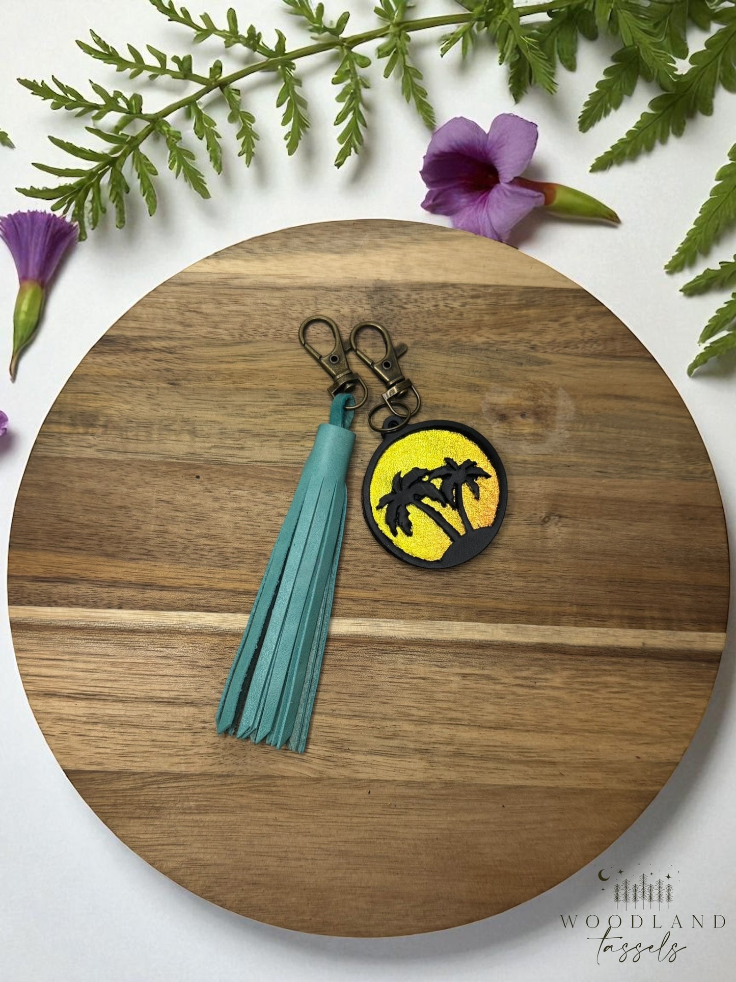 Palm Tree Leather Purse Charm and Tassel Sets✨
