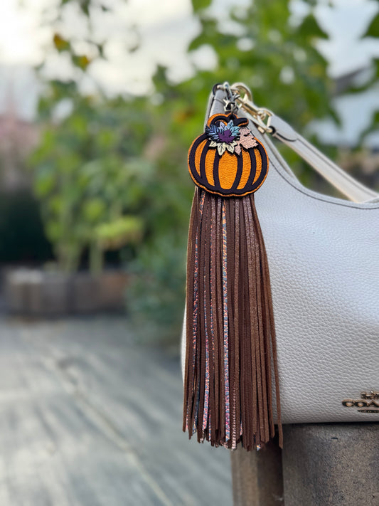 Woodland Sparkle Leather Tassel Bag Charm
