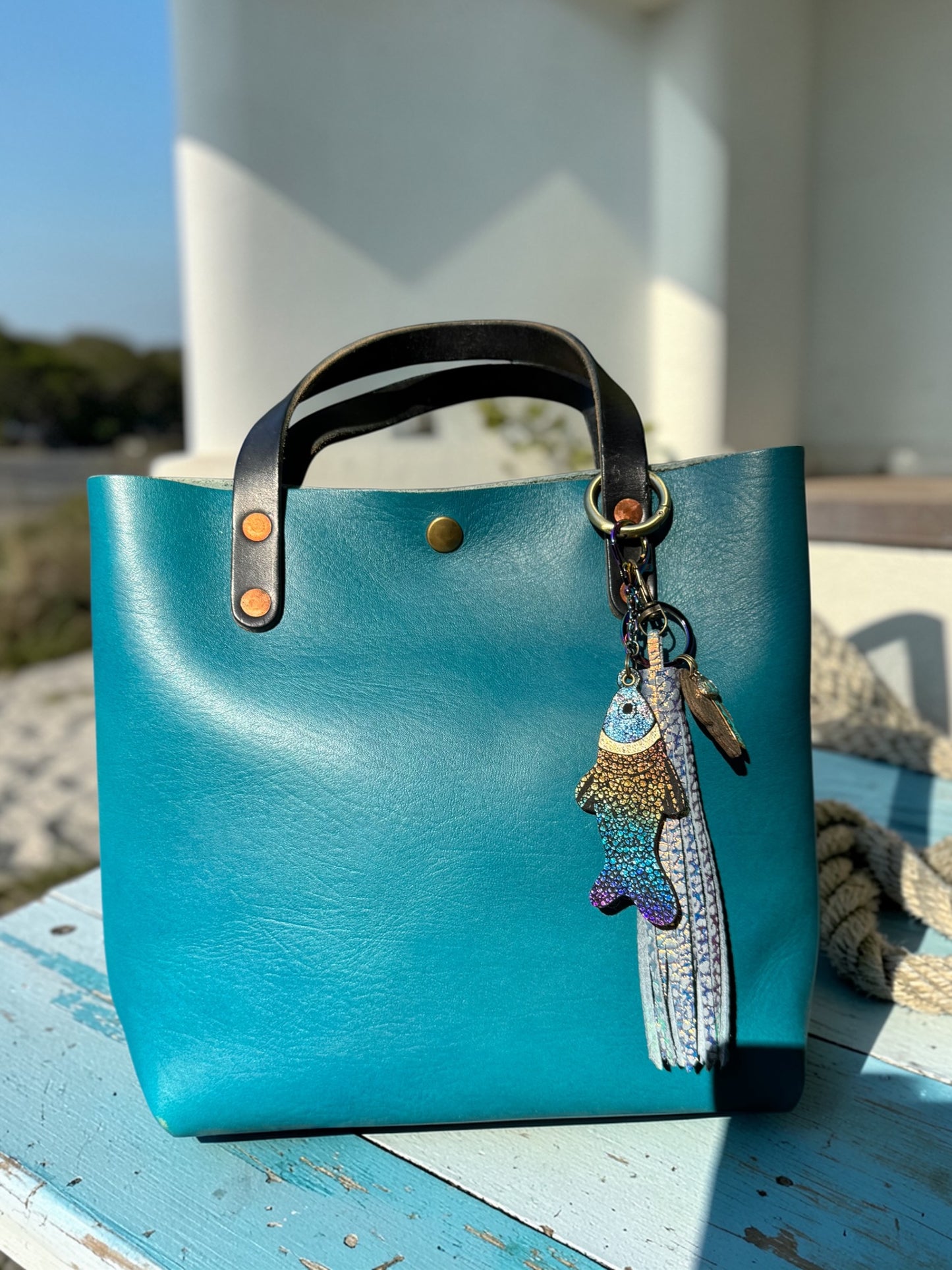 Fancy Fish Leather Bag Charm