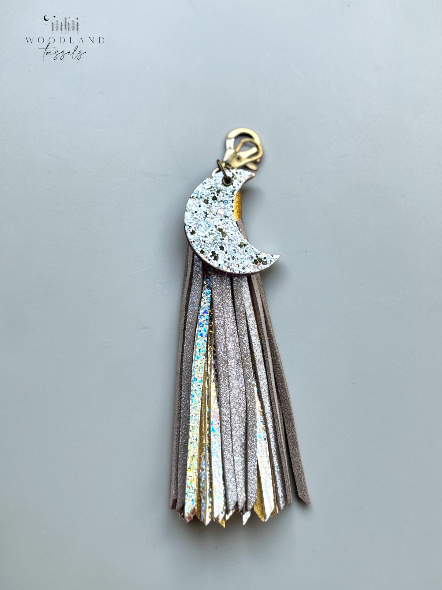 Woodland Sparkle Leather Tassel Bag Charm
